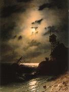 Ivan Aivazovsky, Moonlit Seascape With Shipwreck